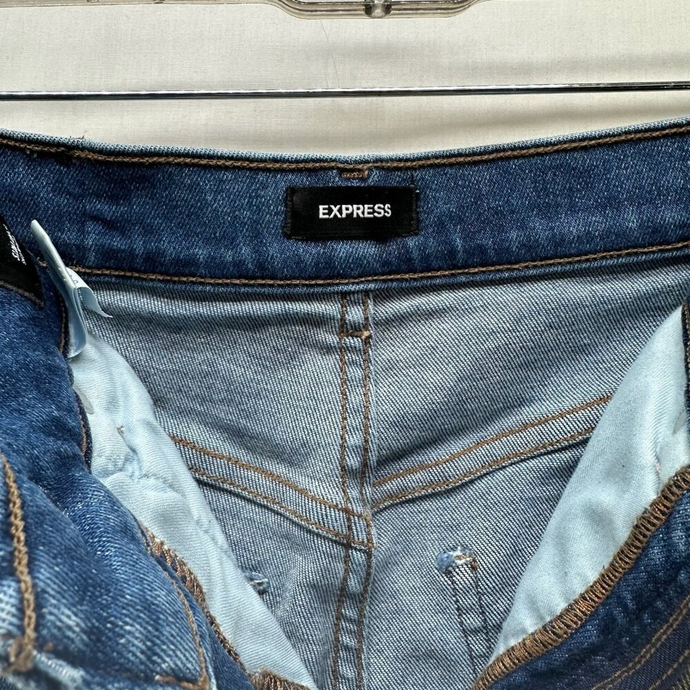 Express Slim Ankle Super High Rise Jeans Size 2/R Stretch Denim Medium Blue Wash - Picture 10 of 13